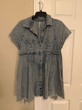 Free People Light Blue Denim Mini Dress